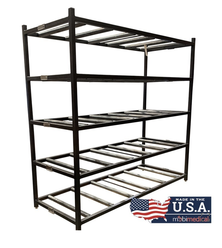 5 Tier MOBI End Loading Mortuary Roller Rack - Genelyn North America
