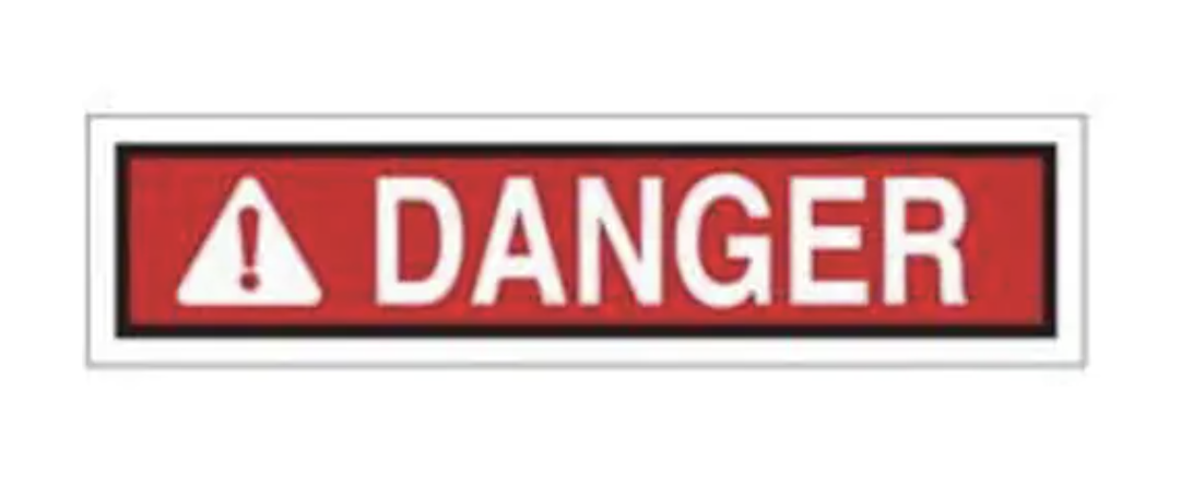 "Danger" Sign, 2-1/4" x 9", Polyester, English with Pictogram