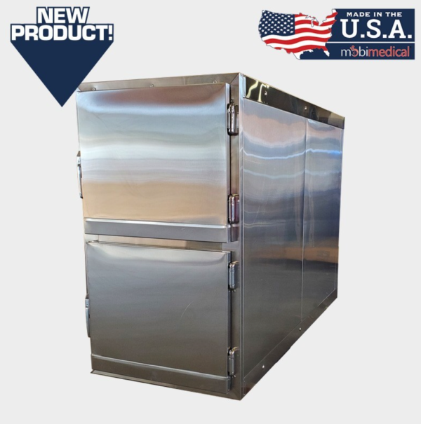 2-Body Morgue Cooler with Telescoping Slide Rails - 23" Trays - Image 2